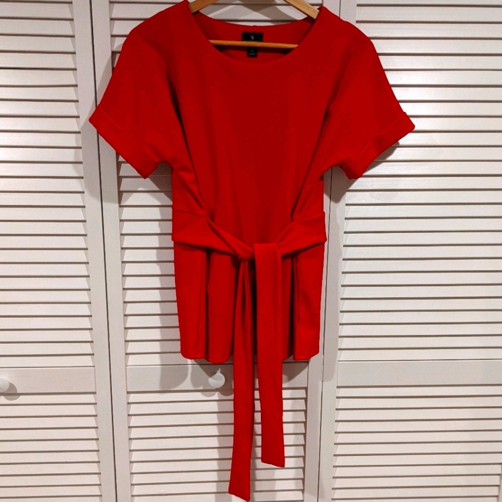 Worthington Red Belted Blouse